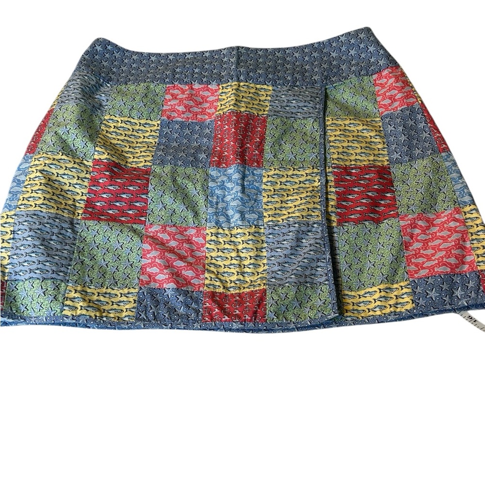 Vineyard Vines Colorful Patchwork A-Line Wrap Skirt